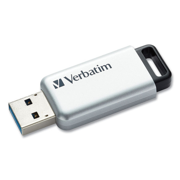 Store 'n' Go Secure Pro USB Flash Drive with AES 256 Encryption, 128 GB, Silver [SKU: VER70057]