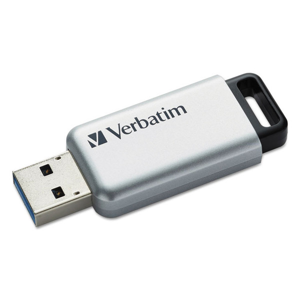 Store 'n' Go Secure Pro USB Flash Drive with AES 256 Encryption, 32 GB, Silver [SKU: VER98665]
