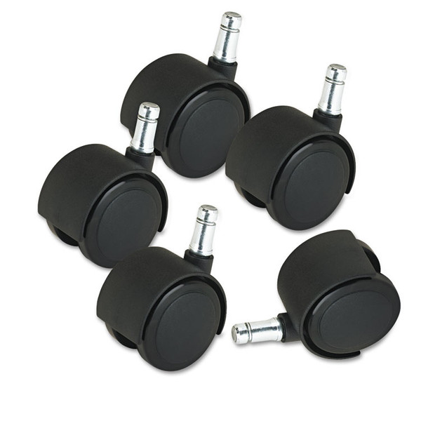 Deluxe Duet Casters, Grip Ring Type B and Type K Stems, 2" Hard Nylon Wheel, Matte Black, 5/Set [SKU: MAS23622]