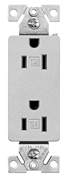 Eaton Wiring Devices TR1107SG-SP-L Duplex Receptacle, 2 -Pole, 15 A, 125 V, Push-in, Side Wiring, NEMA: 5-15R [SKU: ORG0376236]