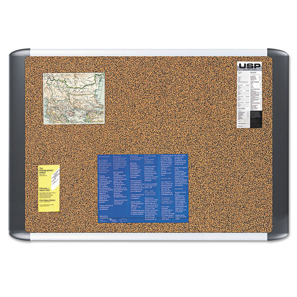 Tech Cork Board, 24x36, Silver/Black Frame [SKU: BVCMVI030501]