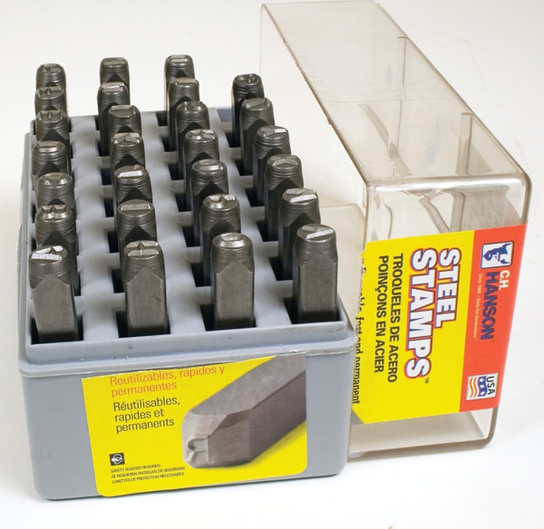 CH Hanson 20200 Letter Stamp Set, 27-Piece, Steel, Specifications: 1/8 in Character, 1/4 x 2-3/8 in Shank [SKU: ORG5499371]