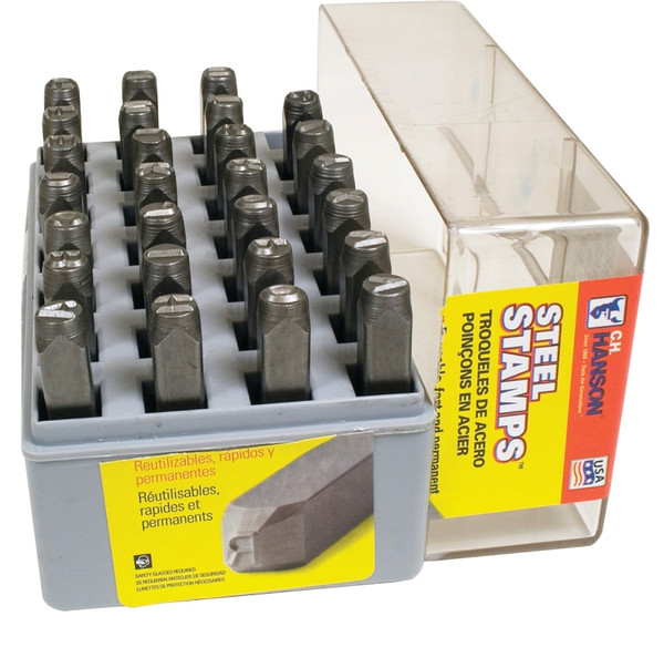 CH Hanson 20300 Letter Stamp Set, 27-Piece, Steel, Specifications: 1/4 in Character, 3/8 x 2-5/8 Shank [SKU: ORG5499389]
