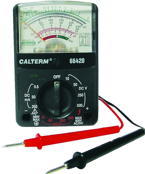 CALTERM 66420 Multimeter, 500 V, 250 mA, 1 MOhm, Analog Display, Black [SKU: ORG6734933]