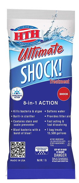 HTH Ultimate 52027 Shock Treatment, Powder, Chlorine-Like, 1 lb Pouch [SKU: ORG9114513]
