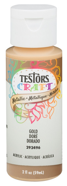 TESTORS 292496A Craft Paint, Metallic, Gold, 2 oz, Bottle [SKU: ORG5459409]