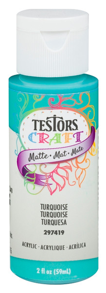 TESTORS 297419 Craft Paint, Matte, Turquoise, 2 oz, Bottle [SKU: ORG4997243]
