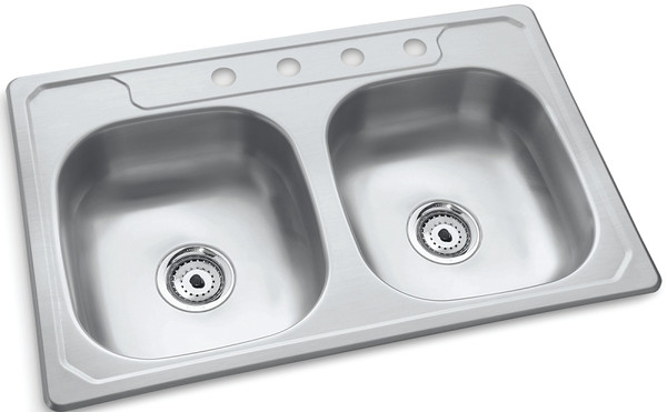 Sterling Middleton Series 14633-4-NA Kitchen Sink, 4-Faucet Hole, 33 in OAW, 22 in OAD, 6 in OAH, Stainless Steel [SKU: ORG6322705]