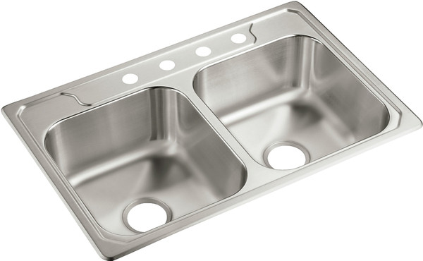 Sterling Middleton Series 14707-4-NA Kitchen Sink, 4-Faucet Hole, 22 in OAW, 7 in OAD, 33 in OAH, Stainless Steel [SKU: ORG9380692]