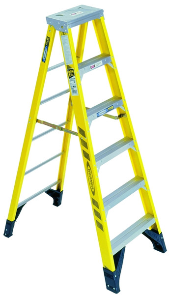 WERNER 7306 Step Ladder, 10 ft Max Reach H, 5-Step, 375 lb, Type IAA Duty Rating, 3 in D Step, Fiberglass [SKU: ORG6346597]