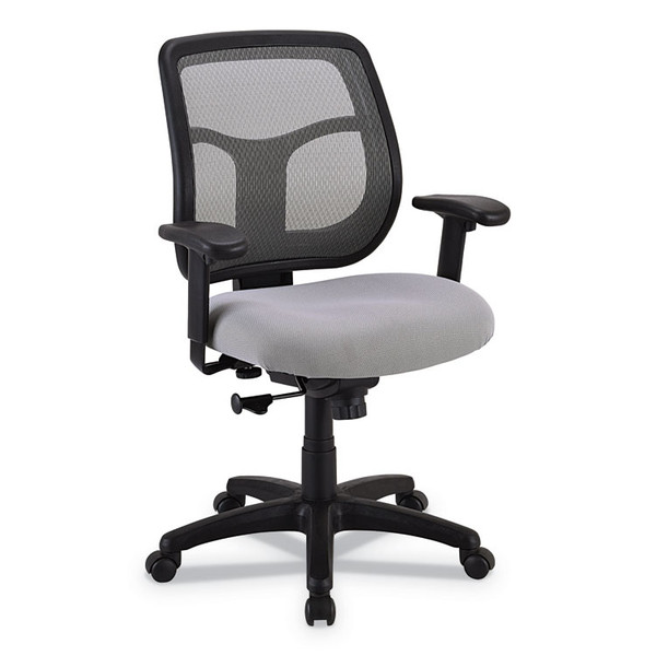 Apollo Mid-Back Mesh Chair, 18.1" to 21.7" Seat Height, Silver Seat, Silver Back, Black Base [SKU: EUTMT9400SR]