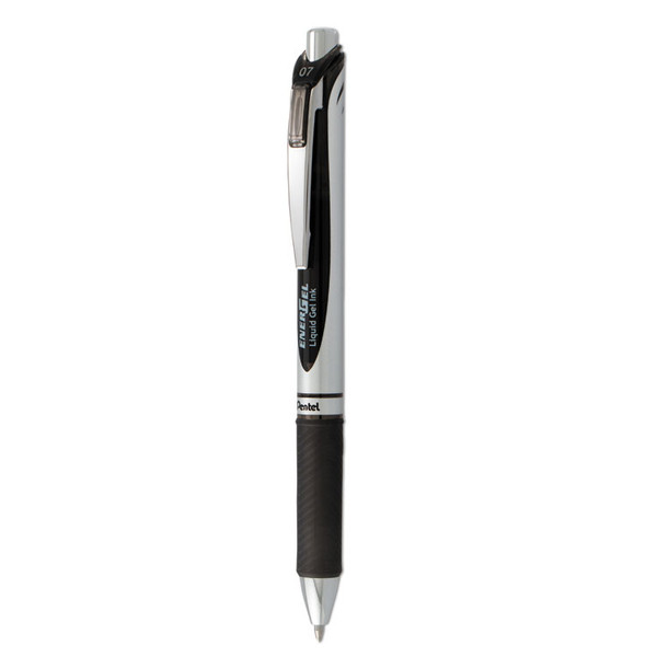 EnerGel RTX Gel Pen, Retractable, Medium 0.7 mm, Black Ink, Black/Gray Barrel [SKU: PENBL77A]