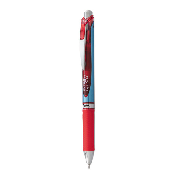 EnerGel RTX Gel Pen, Retractable, Fine 0.5 mm Needle Tip, Red Ink, Silver/Red Barrel [SKU: PENBLN75B]