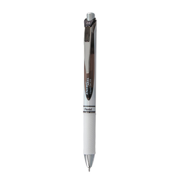 EnerGel RTX Gel Pen, Retractable, Fine 0.5 mm Needle Tip, Black Ink, White/Black Barrel [SKU: PENBLN75PWA]