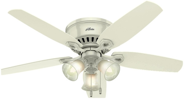 Hunter 53326 Ceiling Fan, 5-Blade, Light Oak/Snow White Blade, 52 in Sweep, 3-Speed, With Lights: Yes [SKU: ORG2304053]