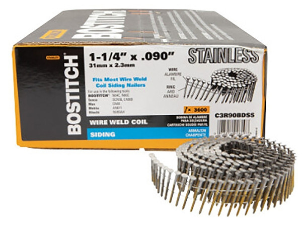 Bostitch C3R90BDSS-316 Siding Nail, 1-1/4 in L, Stainless Steel, Ring Shank [SKU: ORG7699648]