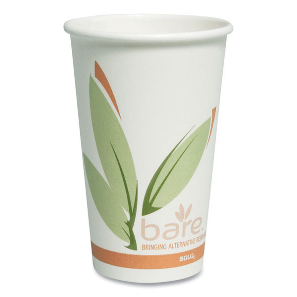 Bare Eco-Forward Recycled Content PCF Paper Hot Cups, 16 oz, Green/White/Beige, 1,000/Carton [SKU: SCC316RC]