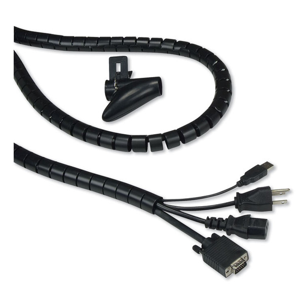 Cable Management Coiled Tube, 0.75" Dia x 77.5" Long, Black [SKU: IVR39660]