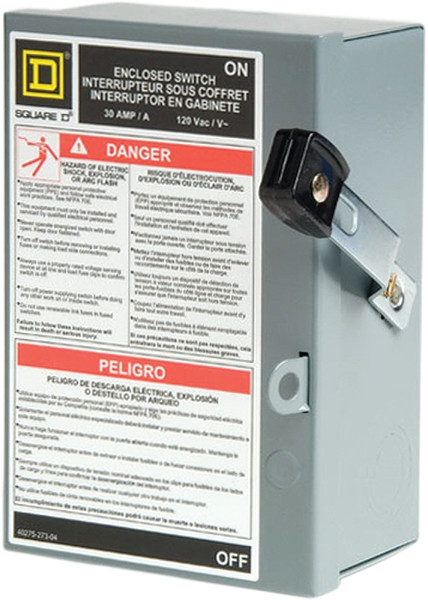 Square D L111N Safety Switch, 1 -Pole, 30 A, 120 V, SPST, Lug Terminal [SKU: ORG6589725]