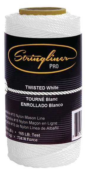 Stringliner Pro Series 35103 Construction Line, #18 Dia, 270 ft L, 165 lb Working Load, Nylon, White [SKU: ORG5908082]