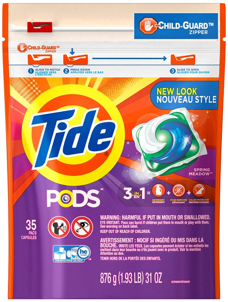 Tide 93127 Laundry Detergent, 35 CT, Liquid, Spring Meadow [SKU: ORG4975785]