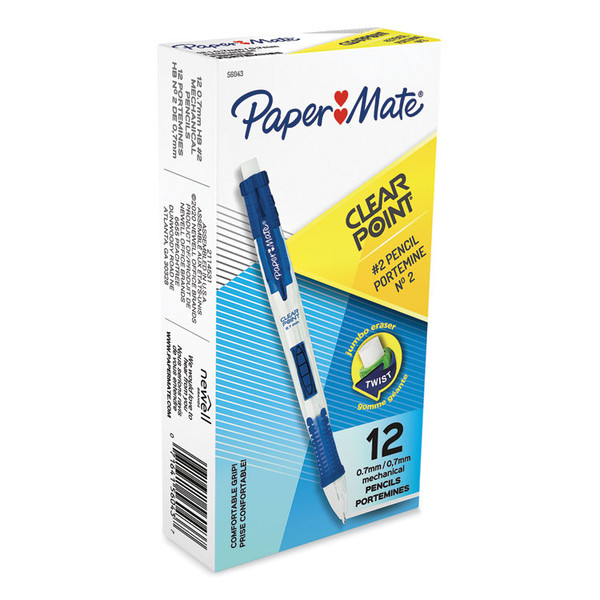 Clear Point Mechanical Pencil, 0.7 mm, HB (#2.5), Black Lead, Blue Barrel [SKU: PAP56043]