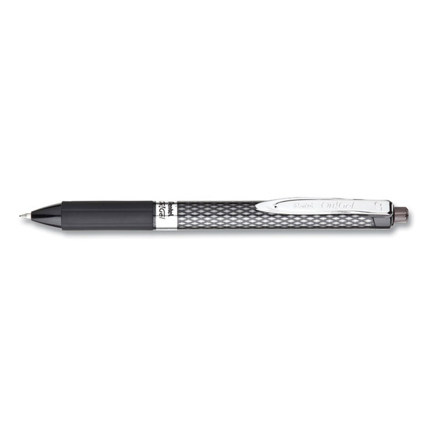 Oh! Gel Pen, Retractable, Medium 0.7 mm, Black Ink, Black Barrel, Dozen [SKU: PENK497A]