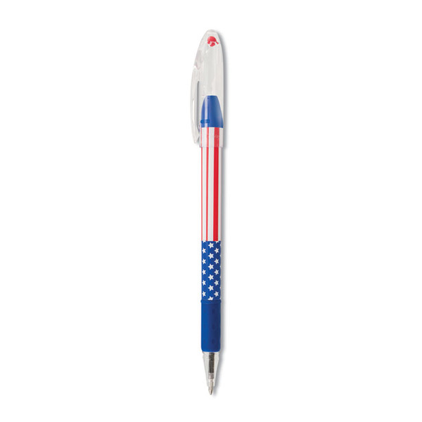 R.S.V.P. Stars and Stripes Ballpoint Pen, Stick, Fine 0.7 mm, Black Ink, Red/White/Blue Barrel, Dozen [SKU: PENBK90USAA]