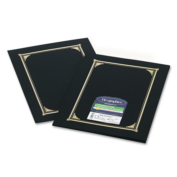 Certificate/Document Cover, 12.5 x 9.75, Black, 6/Pack [SKU: GEO45331]