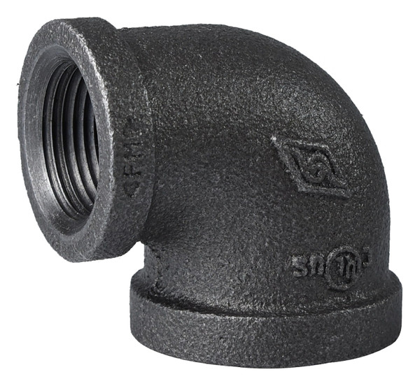 Prosource 2B-1X3/4B Reducing Pipe Elbow, 1 x 3/4 in, FIP, 90 deg Angle, Malleable Iron, SCH 40 Schedule [SKU: ORG6100812]