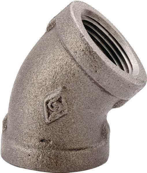 Prosource 4-1/2B Pipe Elbow, 1/2 in, FIP, 45 deg Angle, Malleable Iron, SCH 40 Schedule, 300 psi Pressure [SKU: ORG6101026]