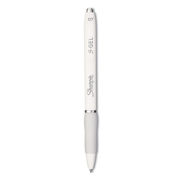 S-Gel Fashion Barrel Gel Pen, Retractable, Medium 0.7 mm, Black Ink, Pearl White Barrel, Dozen [SKU: SAN2126236]