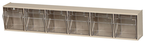 QUANTUM STORAGE SYSTEMS RQTB306IV Tip Out Bin, 3-5/8 in L, 23-5/8 in W, 4-1/2 in H, 6-Compartment, Polystyrene, Ivory [SKU: ORG3352549]