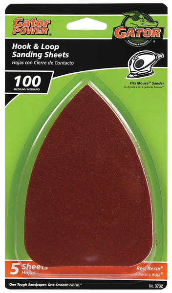 Gator 3732 Sanding Sheet, 3-1/2 in W, 5 in L, 100 Grit, Medium, Aluminum Oxide Abrasive, Paper Backing [SKU: ORG0039859]