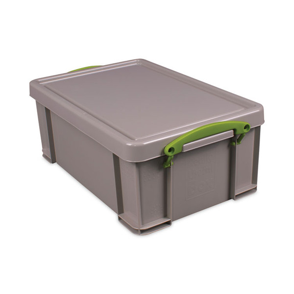 9.51 Qt. Latch Lid Storage Tote, 15.55" x 10.04" x 6.1", Dove Gray/Green [SKU: RUA9RDGPK4]