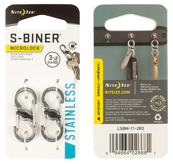 Nite Ize LSBM-11-2R3 Key Carabiner, 1.39 in OAL, 0.62 in Dia Ring, Stainless Steel, Silver [SKU: ORG0493601]