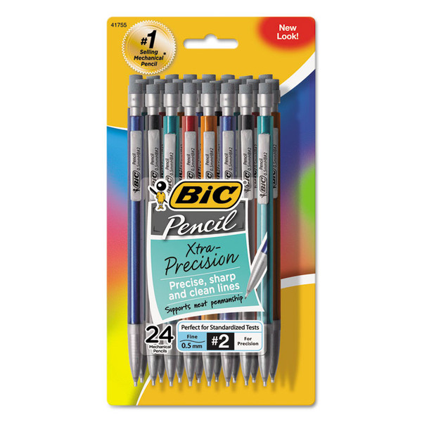Xtra-Precision Mechanical Pencil Value Pack, 0.5 mm, HB (#2.5), Black Lead, Assorted Barrel Colors, 24/Pack [SKU: BICMPLMFP241]