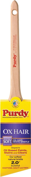 Purdy Ox-O-Angular 144296020 Angular Trim Brush, 2 in W, 2-1/8 in L Bristle, Ox Hair Bristle, Rat Tail Handle [SKU: ORG6988901]