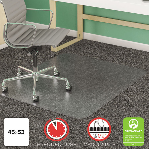SuperMat Frequent Use Chair Mat, Med Pile Carpet, 45 x 53, Beveled Rectangle, Clear [SKU: DEFCM14243]