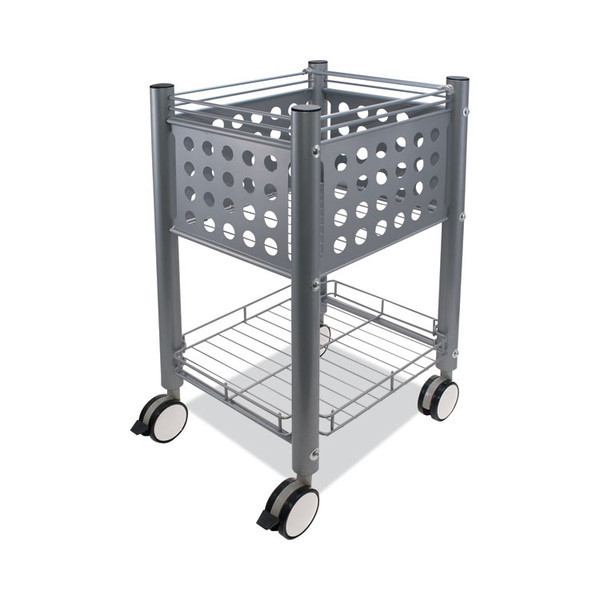 Sidekick File Cart, Metal, 1 Shelf, 1 Bin, 13.75" x 15.5" x 26.25", Matte Gray [SKU: VRTVF52002]