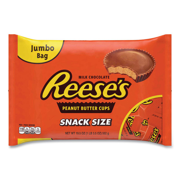 Snack Size Peanut Butter Cups, Jumbo Bag, 19.5 oz Bag, Delivered in 1-4 Business Days [SKU: GRR24600012]