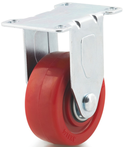 DH CASTERS C-LM3P1PUR Rigid Caster, 3 in Dia Wheel, 1-1/4 in W Wheel, Polyurethane Wheel, Red, 240 lb [SKU: ORG5147350]