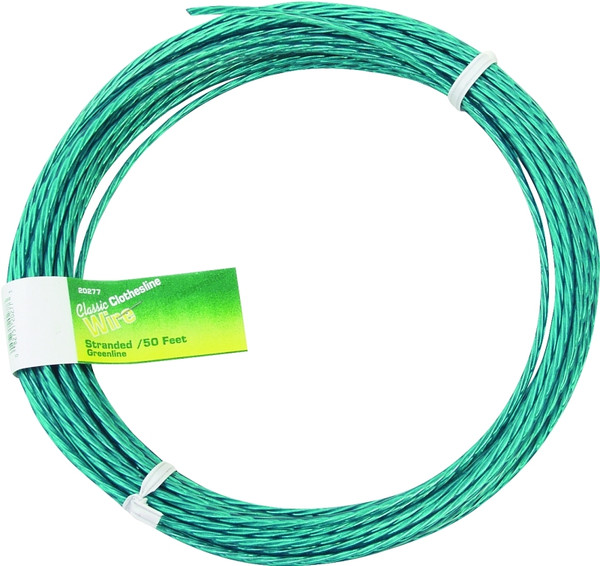 MIDWEST FASTENER 11823 Multi-Stranded Clothesline, 50 ft L, Steel, Green [SKU: ORG8109704]