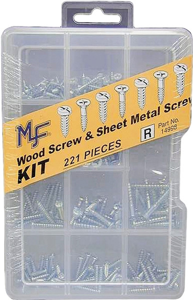 MIDWEST FASTENER 14998 Screw Kit, Sheet Metal/Wood, 221-Piece [SKU: ORG8859498]