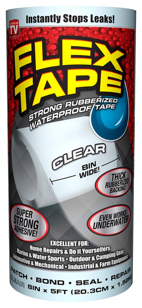 Flex Seal TFSCLRR0805 Repair Tape, 5 ft L, 8 in W, Clear [SKU: ORG9319393]