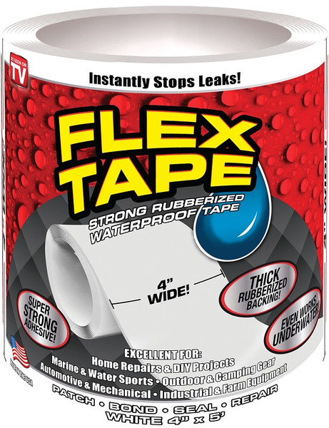 FLEX TAPE TFSWHTR0405 Waterproof Tape, 5 ft L, 4 in W, Rubber Backing [SKU: ORG9319377]