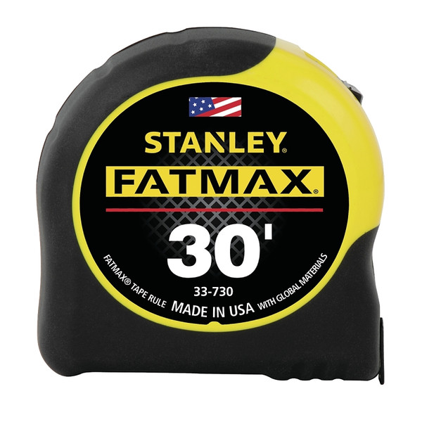 STANLEY 33-730 Measuring Tape, 30 ft L Blade, 1-1/4 in W Blade, Steel Blade, ABS Case, Black/Yellow Case [SKU: ORG7758733]