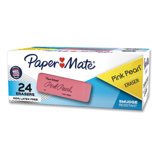 Pink Pearl Eraser, For Pencil Marks, Rectangular Block, Medium, Pink, 24/Box [SKU: PAP70520]
