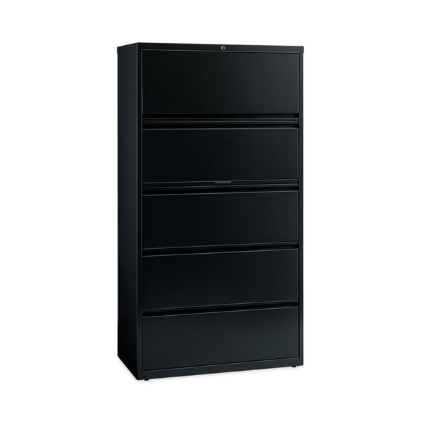 Lateral File Cabinet, 5 Letter/Legal/A4-Size File Drawers, Black, 30 x 18.62 x 67.62 [SKU: HID14992]