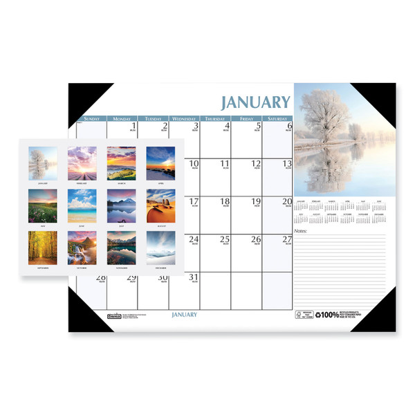 Earthscapes Scenic Desk Pad Calendar, Scenic Photos, 22 x 17, White Sheets, Black Binding/Corners,12-Month (Jan-Dec): 2024 [SKU: HOD147]